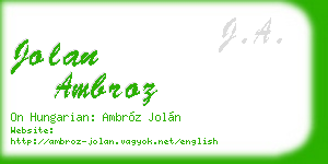 jolan ambroz business card